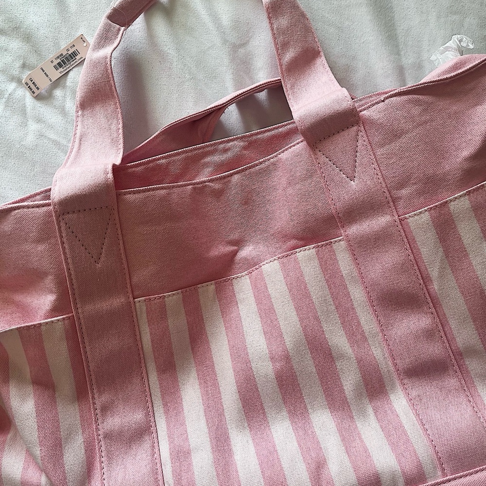 PINK Victoria's Secret Pink and White Striped Tote